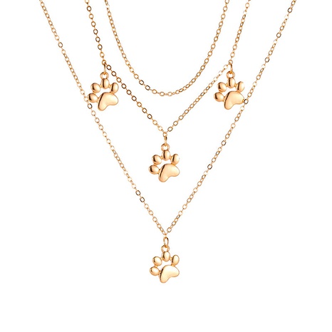 cute cat paw three-layer necklace's discount tags