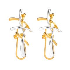 gold and silver branch cross earrings