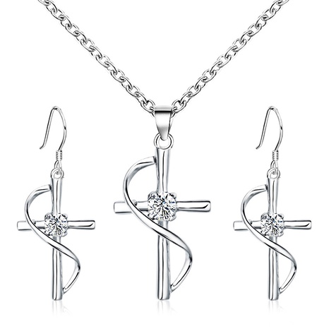 cross pendant earrings diamond necklace set's discount tags