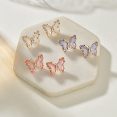 Korea creative fantasy  purple crystal butterfly earrings