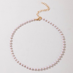 collar de perlas de cadena hecho a mano de una sola capa simple de moda