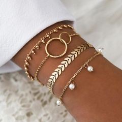 New simple geometric circle bracelet pattern arrow pearl pendant set bracelet