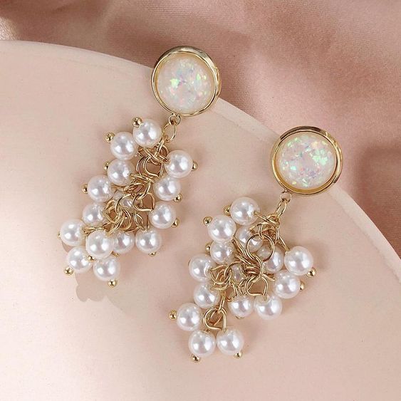 pearl string earrings