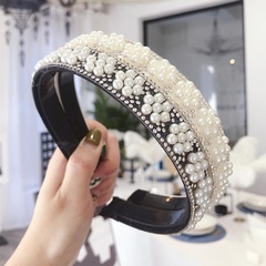 Korean simple hair accessories pearl flower thin headband