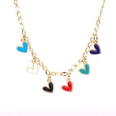 New Accessories Cute Colorful Love Necklace Jewelry Drop Nectarine Heart Heart Pendant Stainless Steel Necklace
