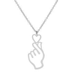 fashion hollow palm palm pendant necklace than heart gesture necklace love necklace chic clavicle chain