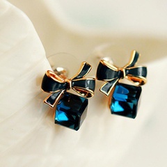 Rubik cube box bow earrings hypoallergenic earrings wholesale Crystal