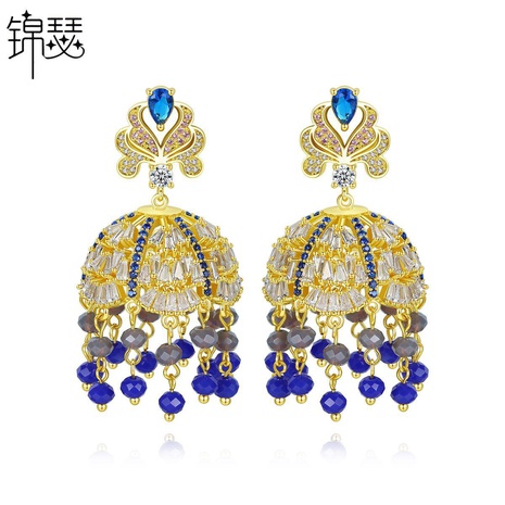 Wholesale earrings new national style zircon full diamond tassel earrings retro earrings women's discount tags
