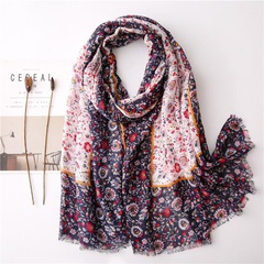 New cotton and linen soft scarf floral print silk scarf sun shawl wholesale
