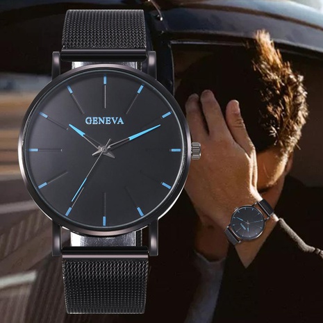 Men's watch GENEVA mesh with color pointer colorful scale men's watch business quartz watch's discount tags