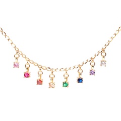 New Square Colorful Zircon Pendant Short Clavicle Chain Fashion Jewelry Wholesale