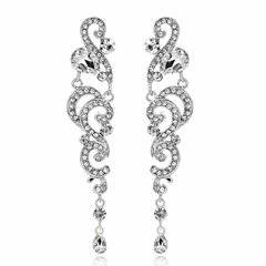 New fashion long crystal earrings full of diamond temperament earrings