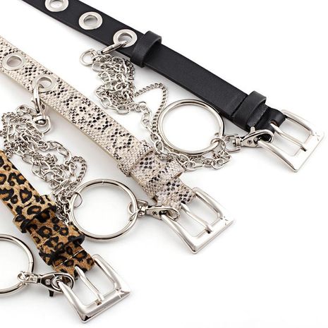 Fashion rock ring chain air eye belt women punk style leopard snake snake eyelet pants belt wholesale NHPO198244's discount tags