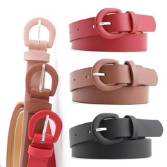 New solid color ladies light pu small belt fashion wild pin buckle decorative jeans thin belt