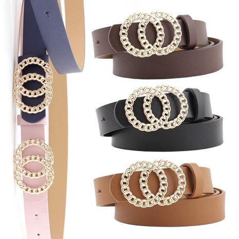New ladies belt personality double loop buckle wild fashion dress belt's discount tags