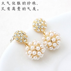 Korean fashion elegant flash diamond pearl ball temperament earrings