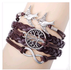 Vintage tree of life bracelet bird alloy accessories handmade multilayer woven bracelet