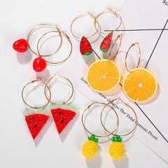 Korean fresh and sweet summer fruit earrings fine acrylic watermelon lemon ear jewelry