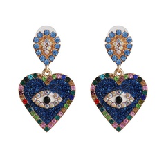 53089 Jujia Nouveaux Accessoires Européen et Américain De Mode En Forme de Coeur Boucles D'oreilles Creative Diamant Gemme Boucles D'oreilles Oeil