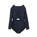 New female split longsleeved student high waist bow conservative thin swimsuitpicture14