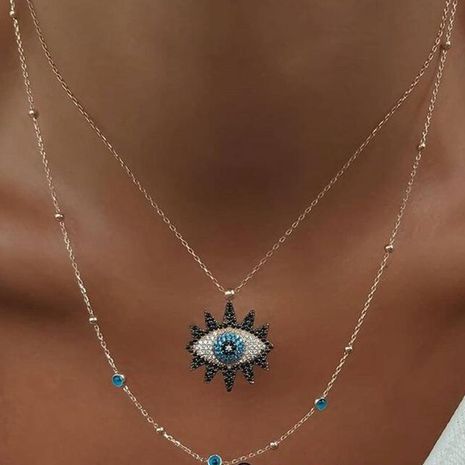 Jewelry Fashion Vintage Studded Devil's Eye Necklace Eye Pendant Clavicle Chain's discount tags