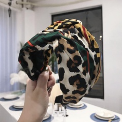 Women's hair accessories leopard fabric hook cross knotted wide-brimmed hair hoop
