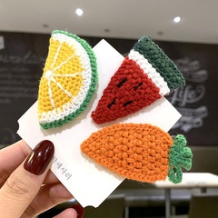 Autumn and winter wool knitted fruit hairpin girls hairpin clip headdress Korean cute hair accessories edge clip