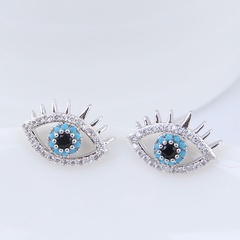 925 Silver Pin Korean Fashion Simple Sweet Zircon Demon Eye Eye Studs