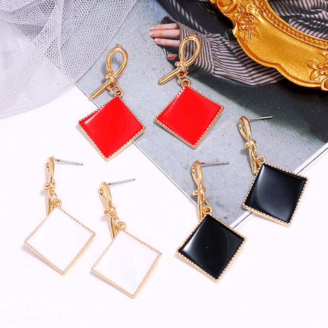 Korean fashion sweet contrast geometric square earrings's discount tags