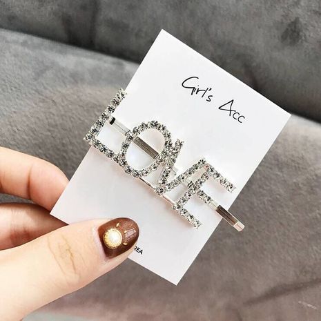 Letter hair clip hair accessories flash diamond letters personalized hair accessories hair clip side clips NHSC201781's discount tags