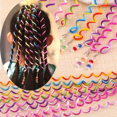 Candy-colored Princess Korean Spiral Hair Weaving Device Rainbow Hair Accessories Headdress Beaded Curly Hair Stick