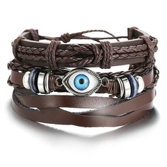 Eye braided leather bracelet set creative punk style black men's bracelet