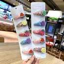 Corea Color Quicksand Transparente Nio Fruta Pinza de pelo PVC Clip lateral Baby BB Clip Clip lateral Setpicture13