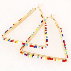 Fashion jewelry metallic simple beaded triangle earrings