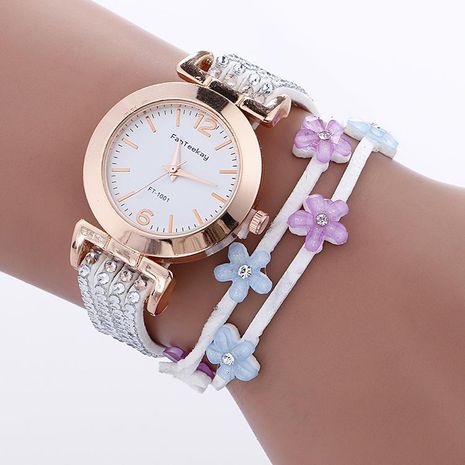 Reloj de cuarzo de moda para mujer con reloj de correa de anillo de diamantes flor brillante's discount tags
