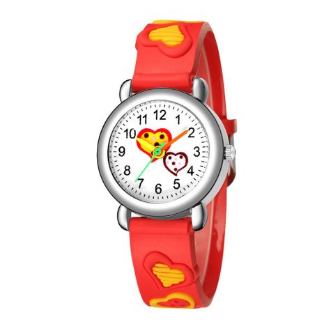 3D embossed peach heart plastic band student watch sweet cute love children watch's discount tags