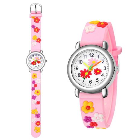 3D embossed concave plastic band student watch cute flower pattern gift watch's discount tags