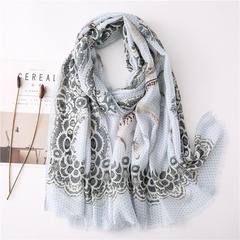 Cotton and linen scarf women spring and autumn wild feather plain pattern long shawl women suppliers china