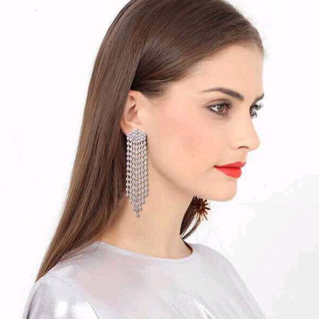 Fashion jewelry metal flash diamond tassel exaggerated earrings's discount tags