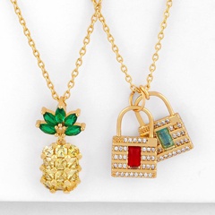 Fruit pineapple short paragraph chain Korean sweet simple crystal pendant diamond necklace