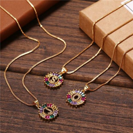 necklace creative necklace clavicle chain micro inlaid color zircon 26 letter necklace women's discount tags
