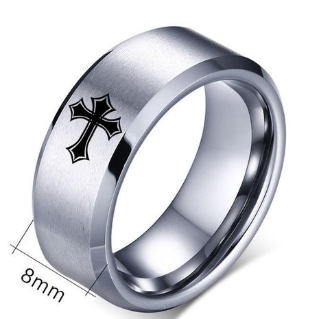 8mm titanium steel cross ring stainless steel couple ring wholesale NHIM202918's discount tags