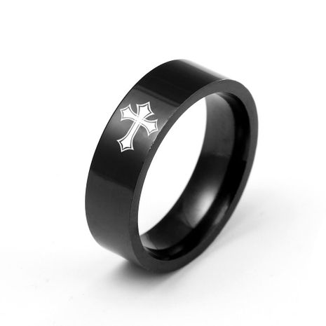 6mm titanium steel cross ring stainless steel couple ring wholesale NHIM202922's discount tags