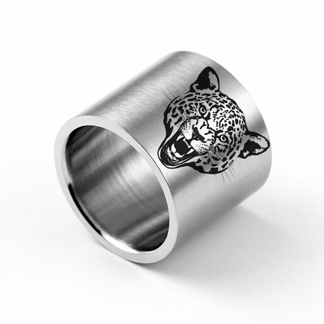18mm Ultra Wide Leopard Head Carved Ring Titanium Steel Ring Wholesale NHIM202924's discount tags