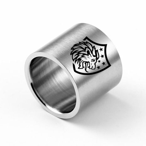 18mm Super Wide Lion Carved Ring Titanium Steel Ring Wholesale NHIM202926's discount tags