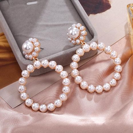 Large circle pearl diamond earrings alloy circle geometric boast jewelry women's discount tags