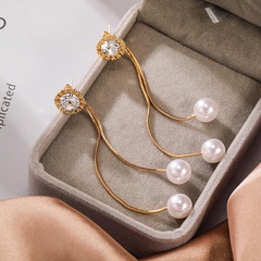 Koreanische Temperament All-Match-Perlen ohrringe lange einfache atmos phä rische Ohrringe Frauen Flash-Diamant Zirkon Ohrringe Ohrringe Frauen