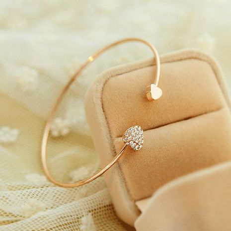1205 koreanischer Schmuck voller Diamant herzförmiges Liebes armband offen vergoldetes Armband Doppel pfirsich herz Armband weiblich's discount tags