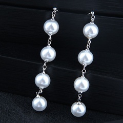 Korean fashion female earrings copper simple and elegant pearl earrings for women