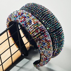 Hair Accessories Luxury Beaded Sponge Fabric with Crystal Wide Edge Hair Band